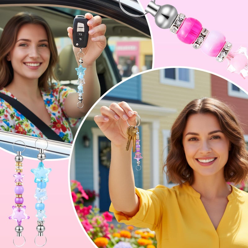 Tobeelec 100 Pcs Beadable Keychain Bars Bulk DIY Blank Beadable Keychains Creative Customized Keychains Bar Keychain Making Kit for Women Man Jewelry Making Gift - Image 3