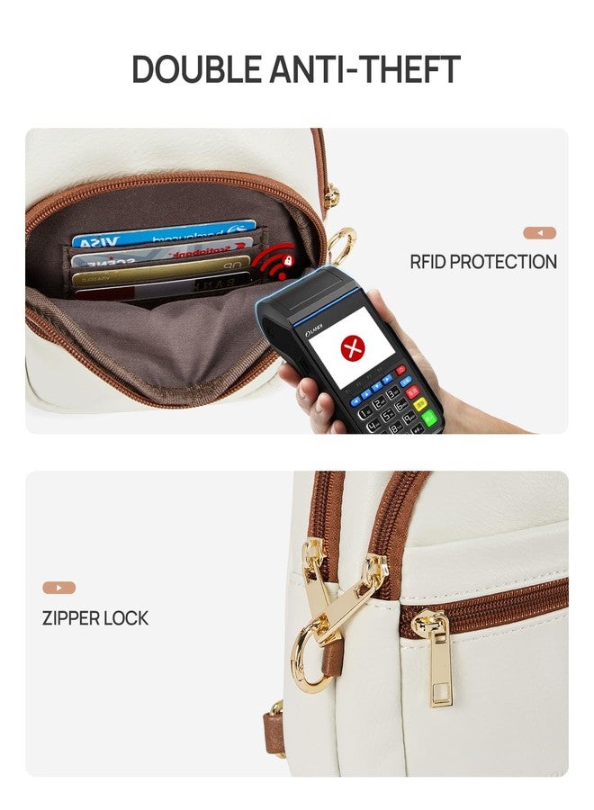 CHOLISS Anti Theft Small Sling Bag for Women and Men RFID Leather Crossbody Bags Fanny Pack Chest Bag Travel Purse Daypacks, White - Image 3