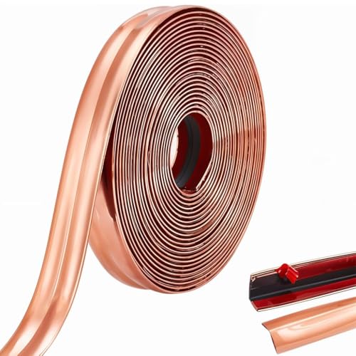 Grofilo "1 Roll Flexible PVC Wall Molding Trim – Decorative & Protective Caulk Strip for Table Edges, Door Frames, Baseboards, and Corners (Rose Gold) - Image 1