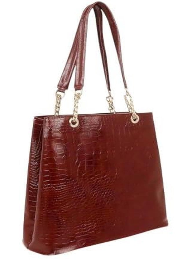 JAISOM Women's Tote Handbag | Stylish Shoulder Bag for Office, College, Casual & Party Use,Spacious & Lightweight (Crocodial Brown_BZ) - Image 1