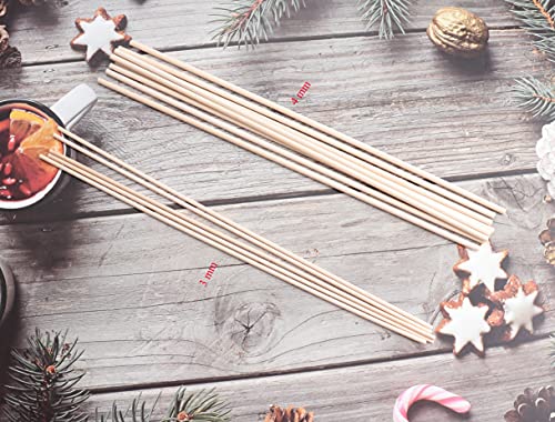 Ruwado 60 Pcs 12 Inch Wooden Dowel Rods Natural Unfinished Wood Hardwood Sticks for Crafting Project DIY Home Decoration Photo Painting Props Cake Toppers Centerpiece (3 mm, 12 Inch) - Image 3