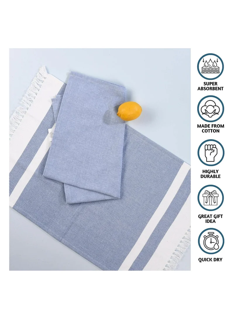 Folkulture Cotton Kitchen Towels Or Dish Towels, Set Of 2 Tea Towels Or Dishcloths, 16X26 Inches, 100% Cotton, Blue
