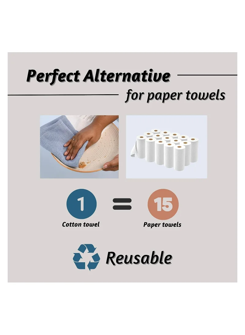Folkulture Cotton Kitchen Towels Or Dish Towels, Set Of 2 Tea Towels Or Dishcloths, 16X26 Inches, 100% Cotton, Blue