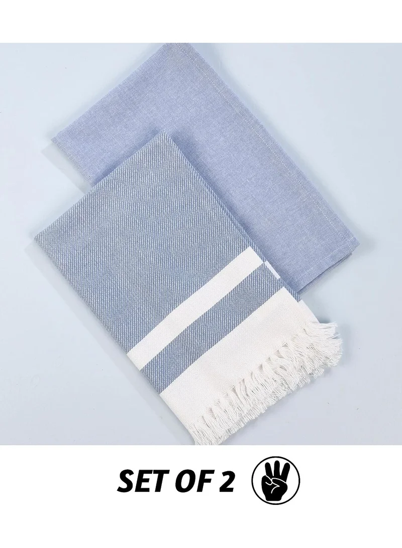 Folkulture Cotton Kitchen Towels Or Dish Towels, Set Of 2 Tea Towels Or Dishcloths, 16X26 Inches, 100% Cotton, Blue