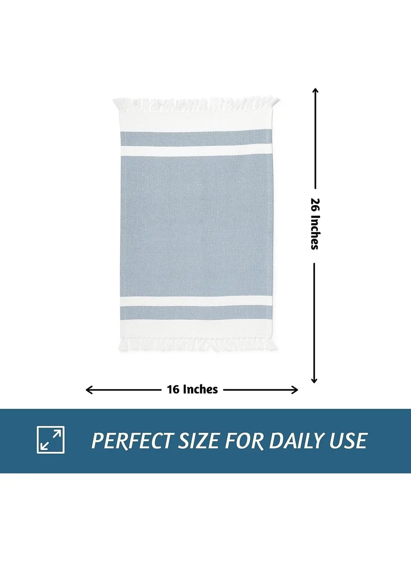 Folkulture Cotton Kitchen Towels Or Dish Towels, Set Of 2 Tea Towels Or Dishcloths, 16X26 Inches, 100% Cotton, Blue