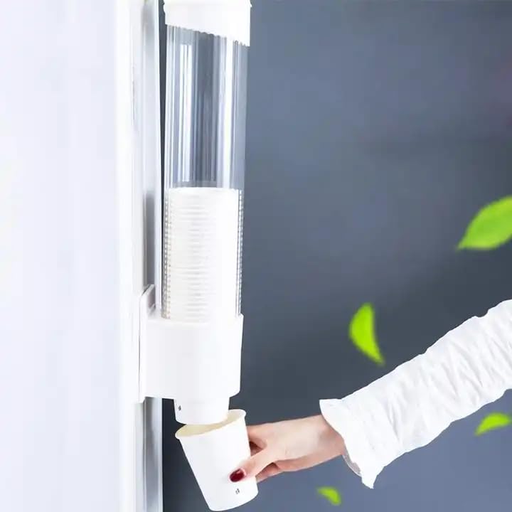Mforall Plastic Paper Cup Dispenser Holder Glass Dispenser Holder Wall Mounted Plastic Drinking Water Cup Dispenser Disposable Cup Holder Organizer - Image 1