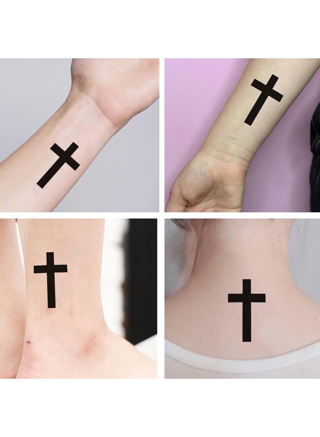 Dopetattoo 6 ورقات وشم مؤقت صليب كبير وشم ديني صليب كاثوليكي للرجال وشم مؤقت للنساء على الرقبة والذراع والصدر للنساء - Image 3