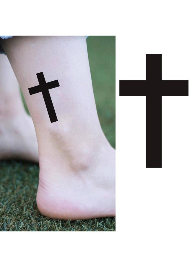 Dopetattoo 6 ورقات وشم مؤقت صليب كبير وشم ديني صليب كاثوليكي للرجال وشم مؤقت للنساء على الرقبة والذراع والصدر للنساء - Image 2