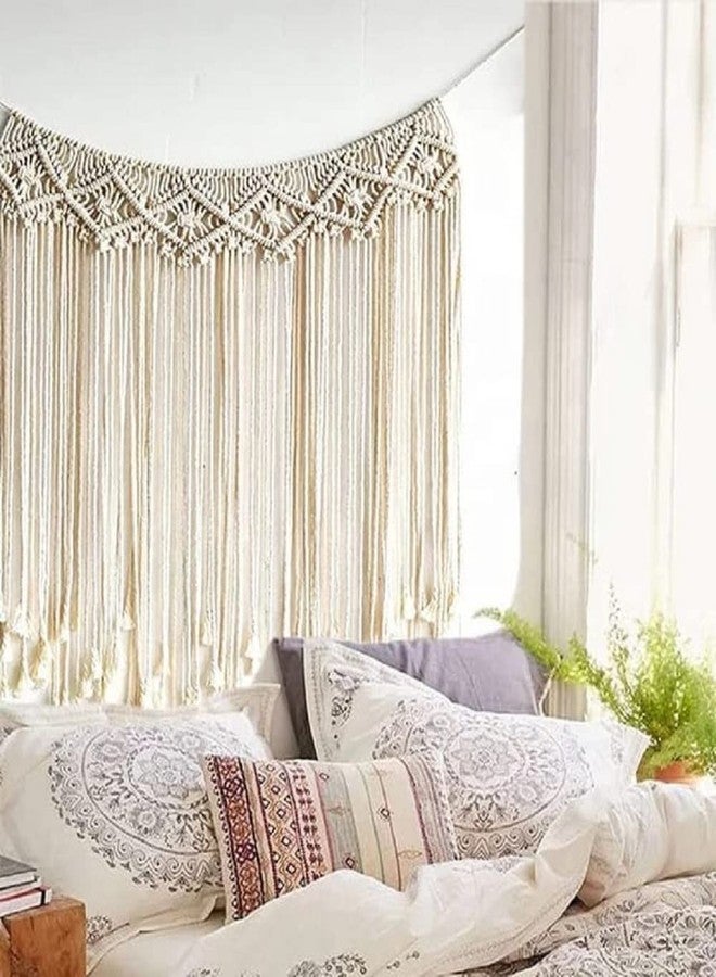 COTTONCUBE Wall Hanging Cotton Solid Nursery Craft Decorations Curtain, 35x45 inches, Beige - Image 1