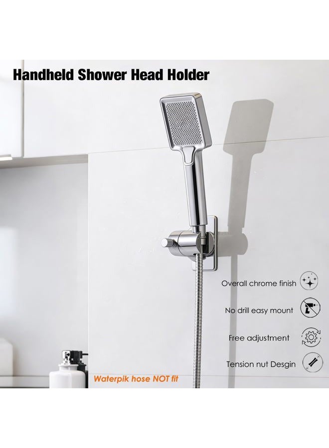RIVOODS Handheld Shower Head Holder - 360 Variable Adjustable with Tension Nut - Universal Shower Hose Fits - Wall Mounted with Strong Adhesive - (Polished Chrome) - Image 2