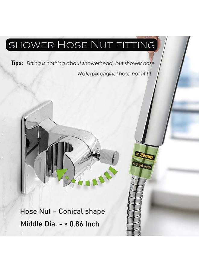 RIVOODS Handheld Shower Head Holder - 360 Variable Adjustable with Tension Nut - Universal Shower Hose Fits - Wall Mounted with Strong Adhesive - (Polished Chrome) - Image 5