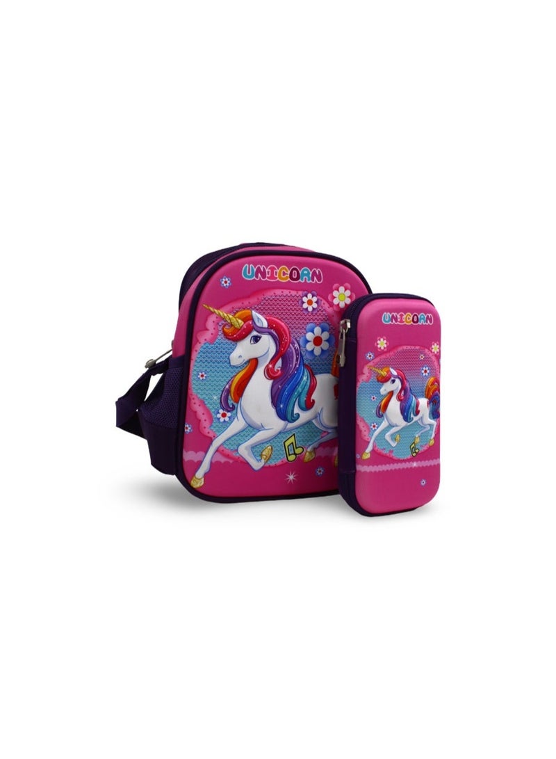 بي زد BZ Unicorn (حقيبة غداء + مقلمة) – بنفسجي ووردي - Image 1