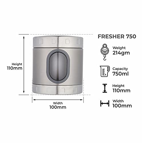 DUBBLIN Stainless Steel Storage jar container Fresher screw lid transparent visible window food safe steel Storage container 750 ml, 1 Piece, Silver - Image 3