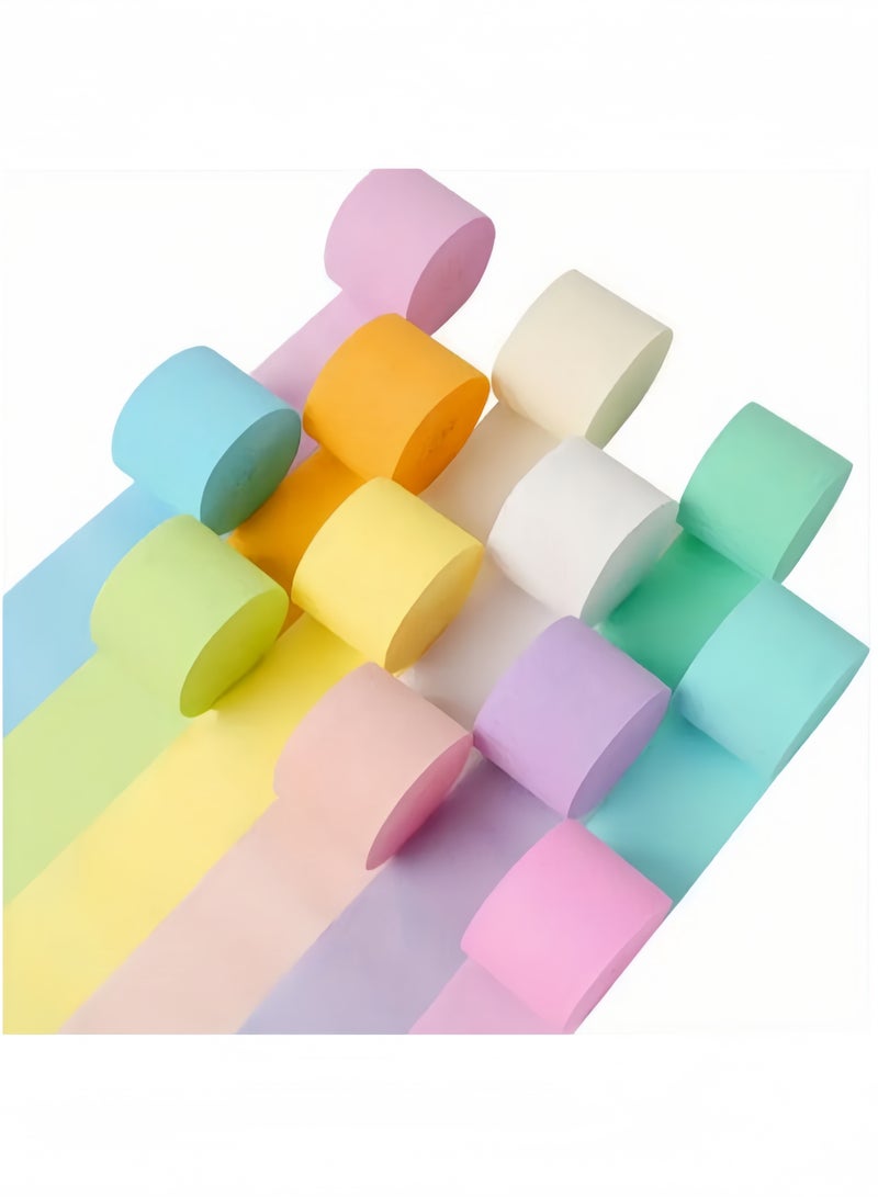 Oasis 12-Color Macaron Crepe Paper Streamers Roll Set - Premium Heavyweight Tissue Ribbons for Birthday, Wedding, Baby Shower, Graduation & Festive Party Venue DIY Decorations (12 Rolls/Pack) - Image 1