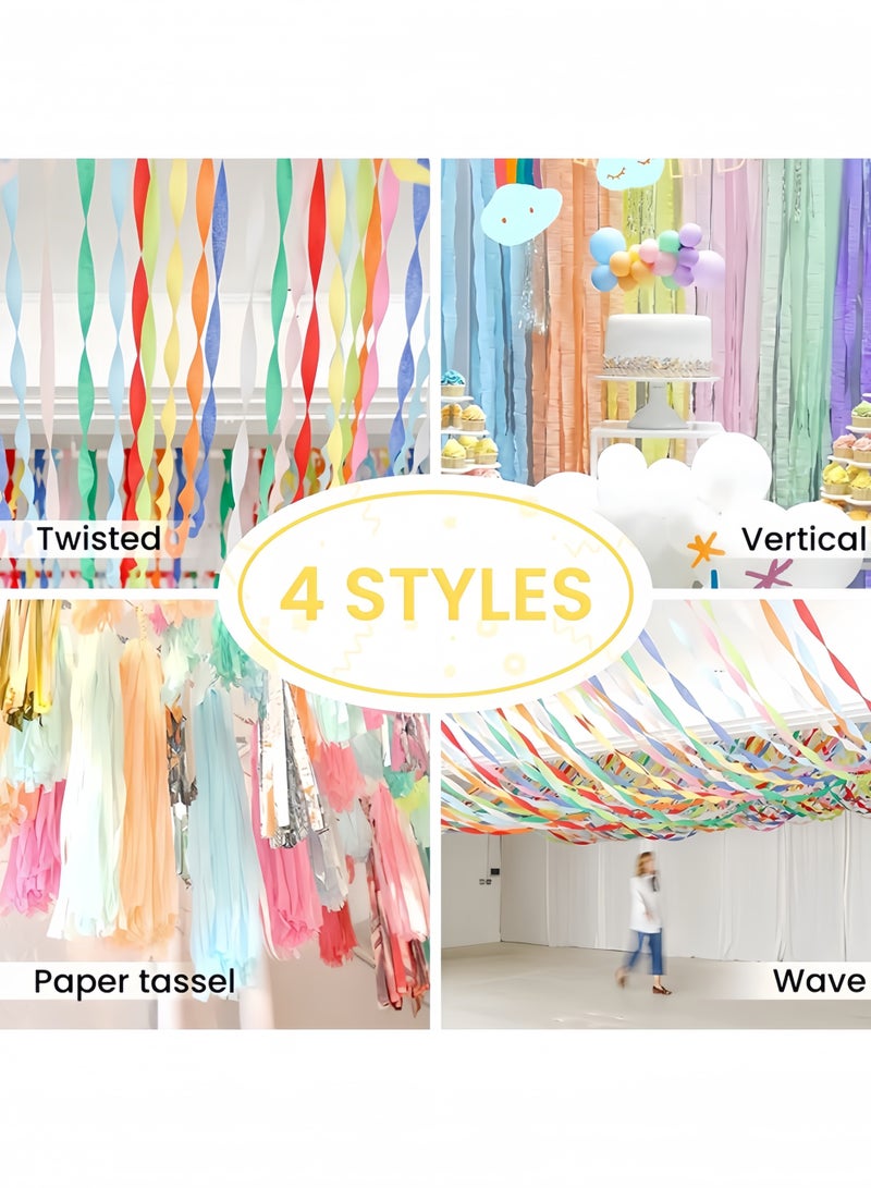 Oasis 12-Color Macaron Crepe Paper Streamers Roll Set - Premium Heavyweight Tissue Ribbons for Birthday, Wedding, Baby Shower, Graduation & Festive Party Venue DIY Decorations (12 Rolls/Pack) - Image 3