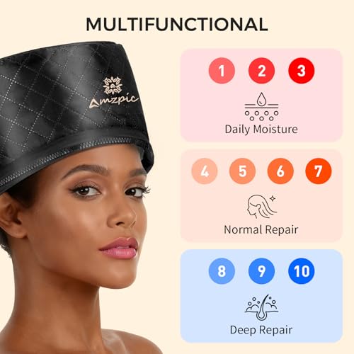 Amzpic Thermal Heat Cap for Deep Conditioning - Electric Steamer Cap with 10-Level Temperature Control, Fast Heating for Natural & Afro Hair Care at Home - Image 4