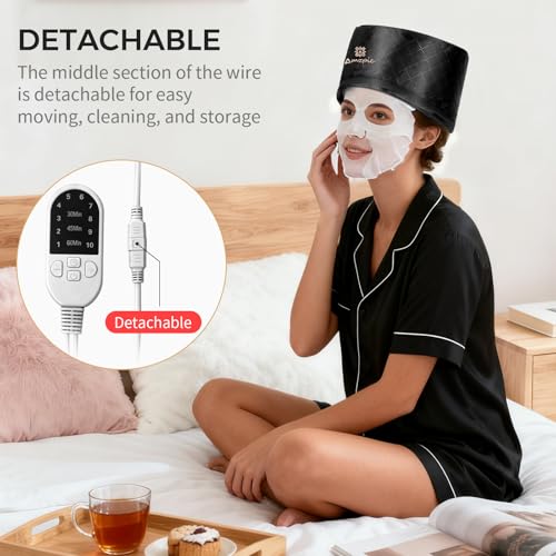 Amzpic Thermal Heat Cap for Deep Conditioning - Electric Steamer Cap with 10-Level Temperature Control, Fast Heating for Natural & Afro Hair Care at Home - Image 2