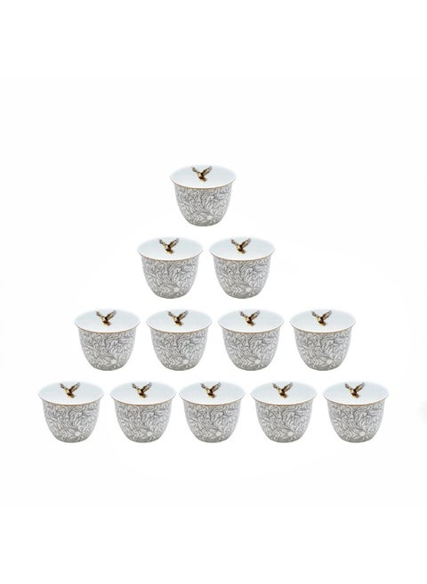 Luhpar   M18042 / Cba12 / D25059 Ceramic Cawa Cup Set Â€“ 12-Piece Â€“ Bird Design 100Ml