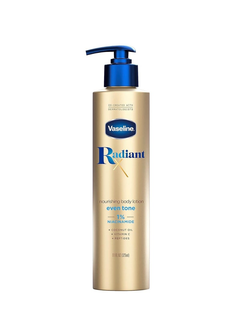 Vaseline - Vaseline Radiant X Even Tone Nourishing Body Lotion With 1% Niacinamide, Coconut Oil, Vitamin C, & Peptides 11 oz - Image 1