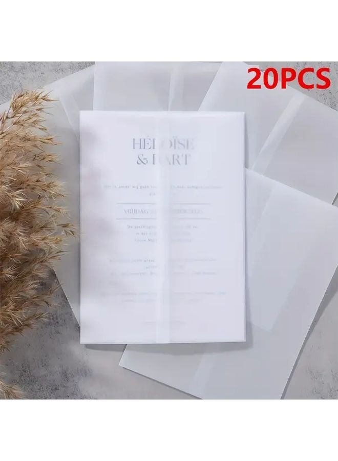 20 قطعة من أظرف دعوات الزفاف الملونة الشفافة غير اللامية مسبوقة الطي - Image 1