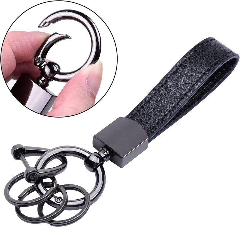 Wisdompro Genuine Leather Car Keychain, Universal Key Fob Keychain Leather Key Chain Holder for Men and Women - Image 5