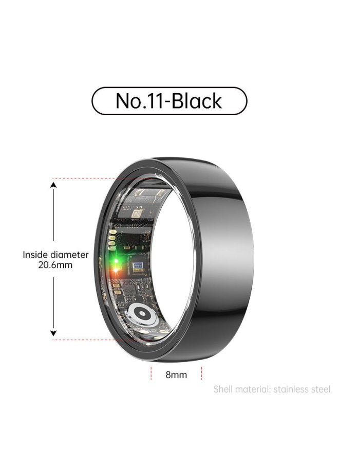 R1000 Stainless Steel Smart Ring Waterproof Pressure Sleep Heart Rate Step Number Monitoring Multiple Exercise Modes-Color:No. 11 Black - Image 1