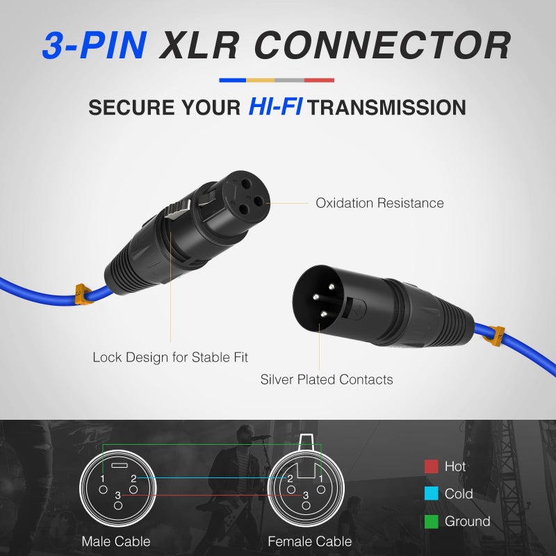 Phenyx Pro 10 Ft XLR Snake Cable, Color-Coded Patch Wire, 4-Channel Male to Female XLR Cable w/OFC Copper, XLR Splitter Balanced Microphone Cord for Mixer, IEM, Mic System (PCBL-4IN1-10) - Image 5