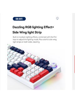 LEAVEN RGB Tri-Mode Mechanical Keyboard,Wireless Gaming Keyboard,96-Key Hot Swappable Bluetooth Keyboard 5.0/2.4G/Wired with Keycap Puller (Red Switch)  - Image 5