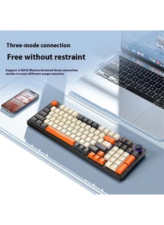 LEAVEN RGB Tri-Mode Mechanical Keyboard,Wireless Gaming Keyboard,96-Key Hot Swappable Bluetooth Keyboard 5.0/2.4G/Wired with Keycap Puller (Red Switch)  - Image 3