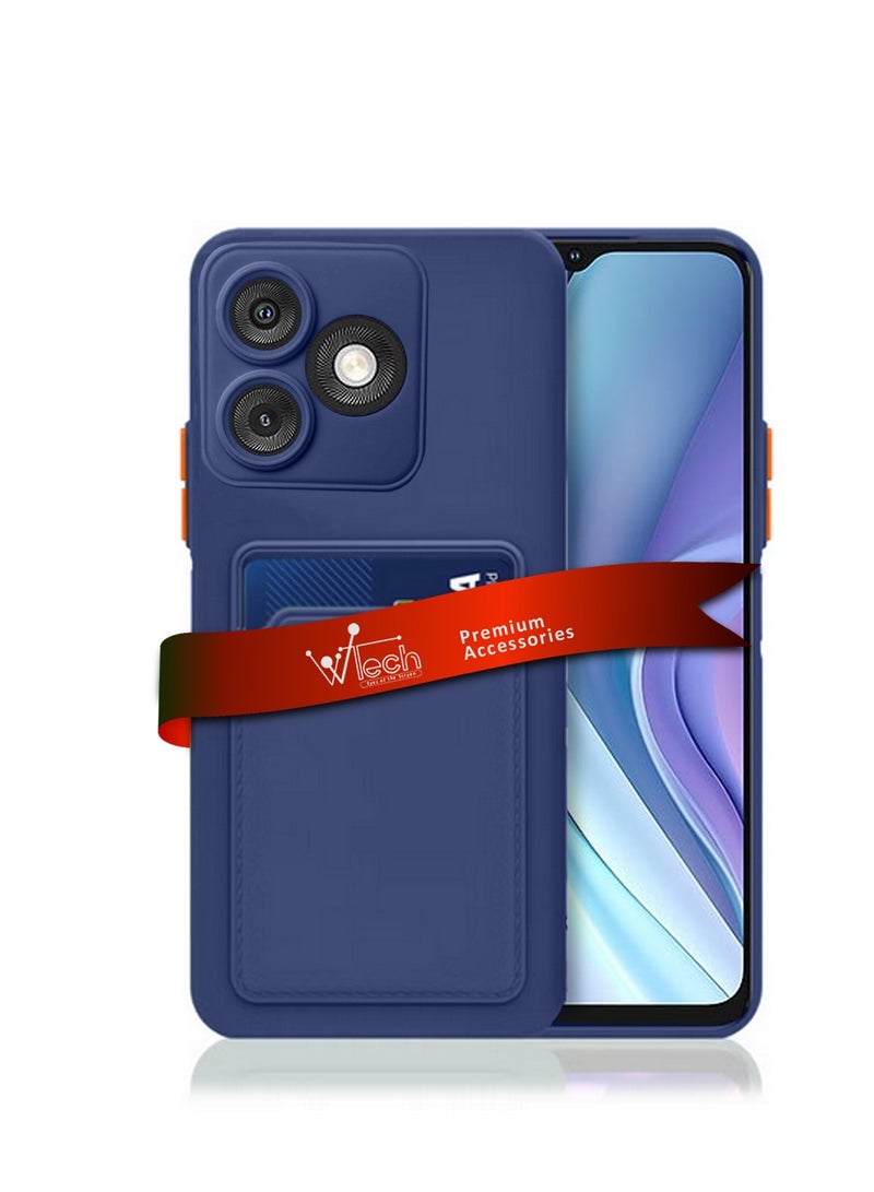 Wtech Itel A50 4G 2024 Silicone TPU With Card Holder Case Cover Navy Blue  - Image 1