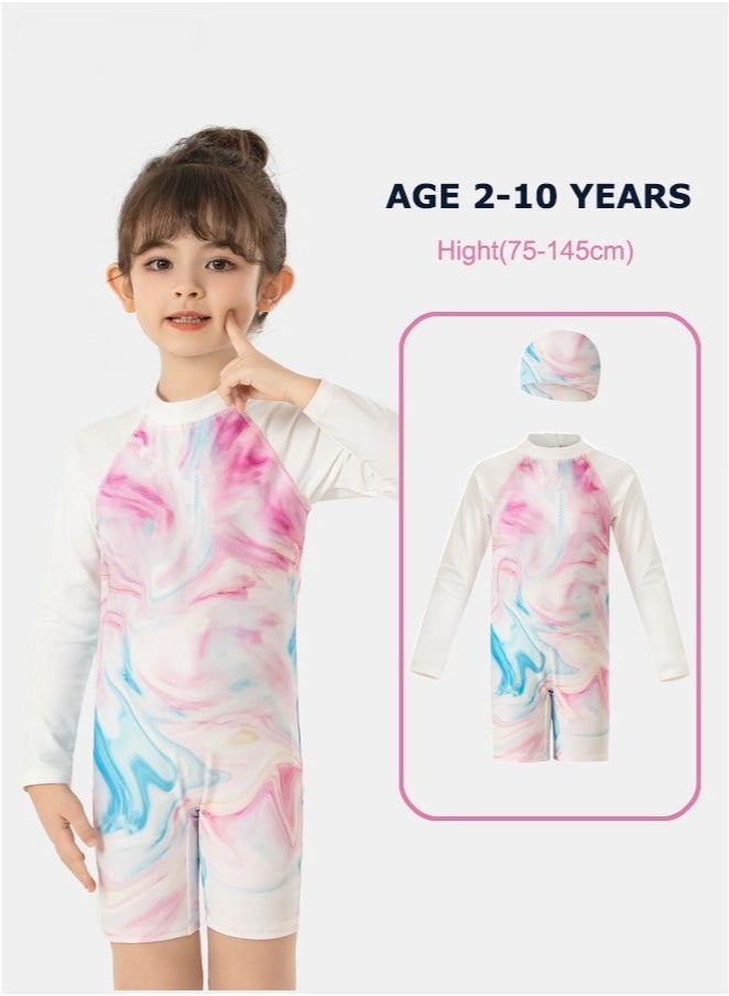 Generic Girls one piece Swimming Wear With Swim Cap Suit for Toddler/Junior/Youth Aged 2-12 Years girls，No formaldehyde, bleach, and fluorescent agen  - Image 1