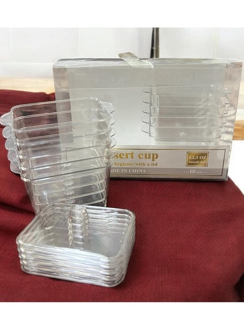 10 Clear Plastic Dessert Cups with Tight-Filled Lid