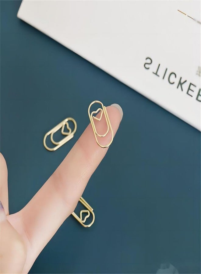 WHTCHSU 100 Pcs Small Gold Paper Clips Love Heart Shaped Paperclips Stainless Steel in Tinplate Paper Clips Holder for Office School Home Desk Organizers - Image 4
