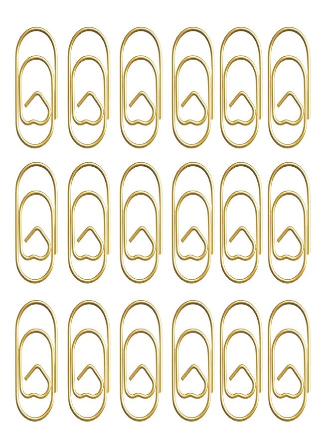 WHTCHSU 100 Pcs Small Gold Paper Clips Love Heart Shaped Paperclips Stainless Steel in Tinplate Paper Clips Holder for Office School Home Desk Organizers - Image 1