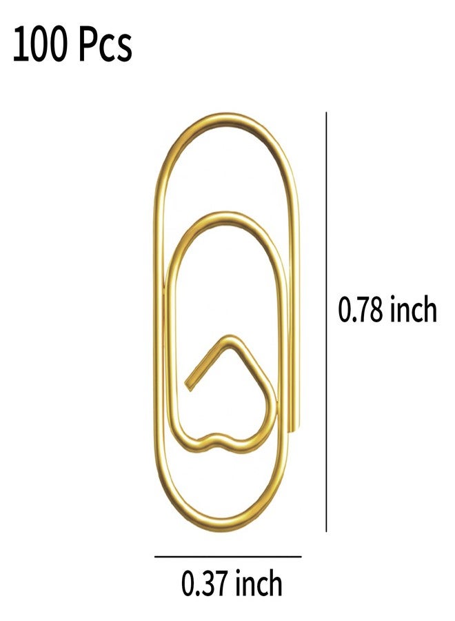 WHTCHSU 100 Pcs Small Gold Paper Clips Love Heart Shaped Paperclips Stainless Steel in Tinplate Paper Clips Holder for Office School Home Desk Organizers - Image 2