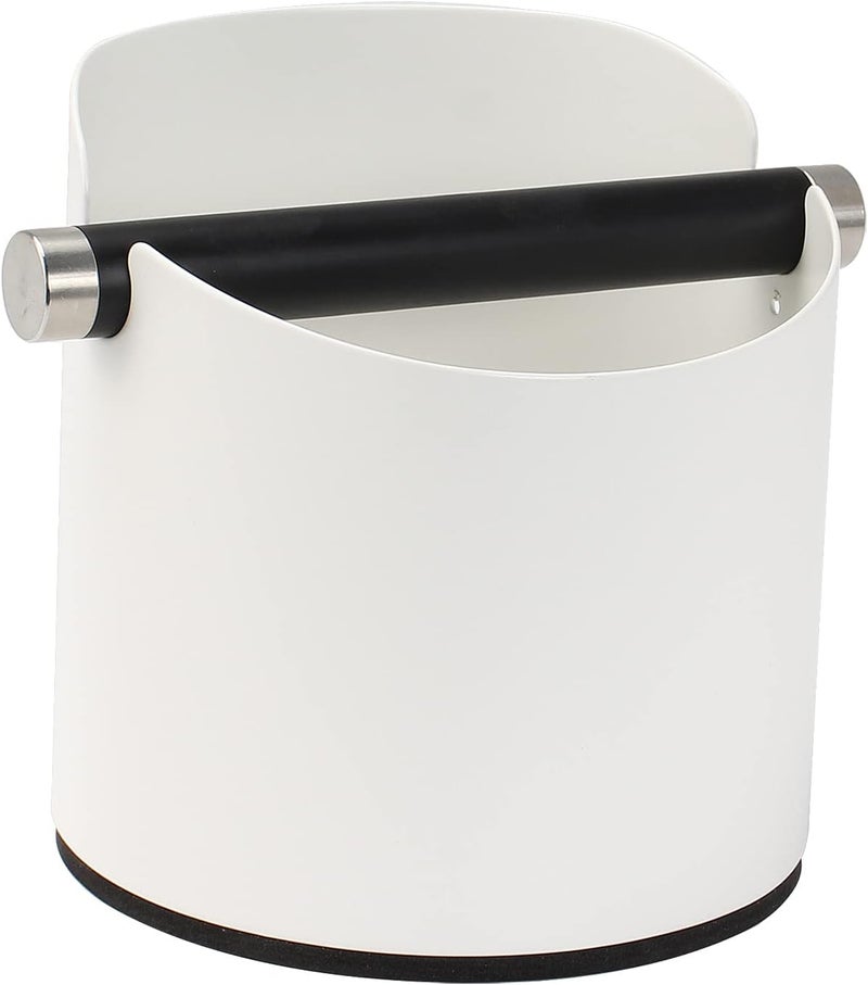 DIBTSA Coffee Knock Box, Espresso Knock Box Stainless Steel Espresso Machine Accessories with Removable Knock Bar and Non-Slip Base Coffee Grounds Container Bin, Large (White) - Image 1