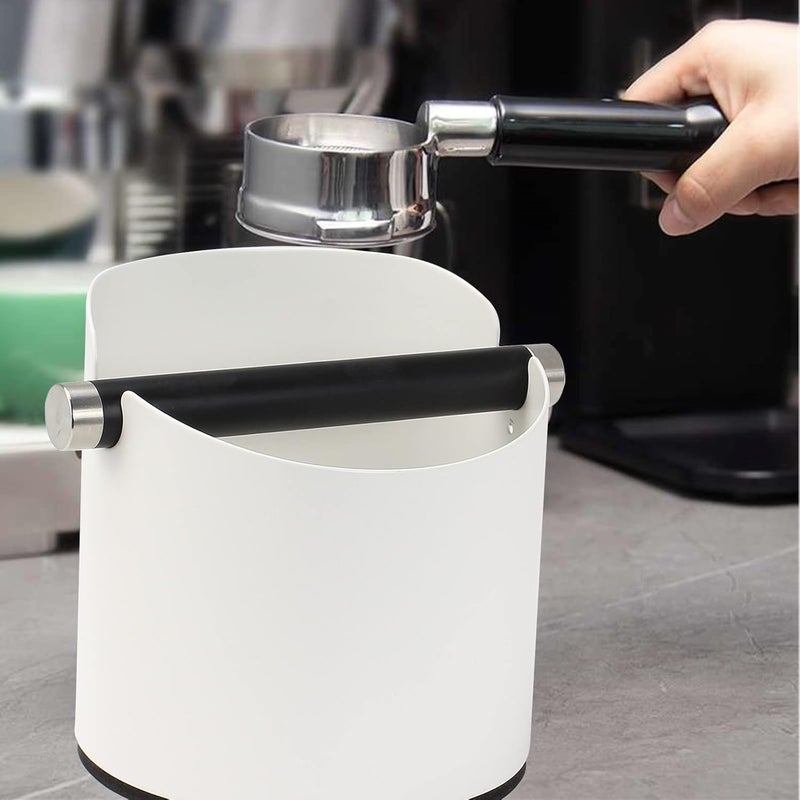 DIBTSA Coffee Knock Box, Espresso Knock Box Stainless Steel Espresso Machine Accessories with Removable Knock Bar and Non-Slip Base Coffee Grounds Container Bin, Large (White) - Image 5