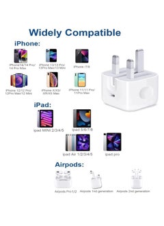 جومو ستور شاحن سريع بقوة 20 واط – شاحن حائط USB-C متوافق مع iPhone 16/15/14/13/12/11/SE/XR/XS/X/Pro و Pro Max و iPad – شحن سريع PD لأجهزة أبل  - Image 2