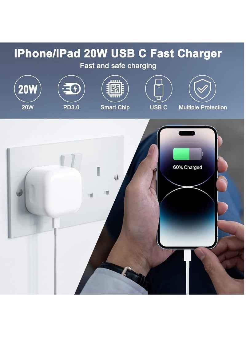 Jomo Store - iPhone 20W Fast Charger – USB-C Wall Charger Compatible with iPhone 16/15/14/13/12/11/SE/XR/XS/X/Pro & Pro Max, iPad – PD Quick Charging Adapter for Apple Devices - Image 1