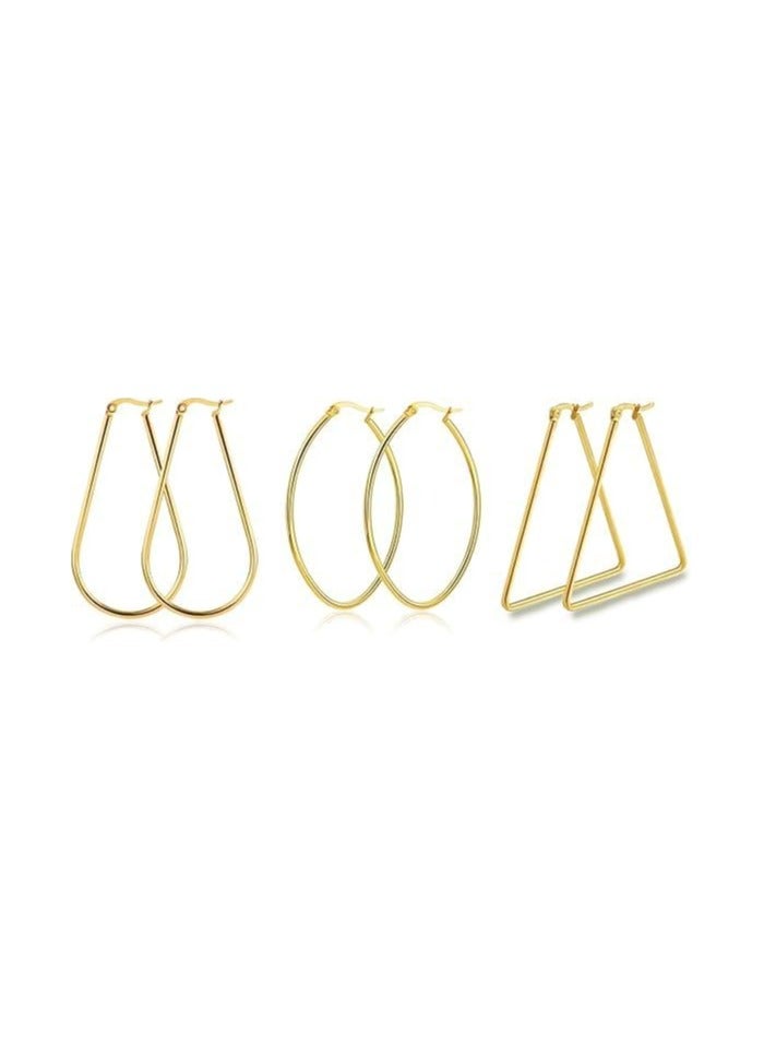 Fayrouz Jewellery Fayruz Jewelry Titanium Steel Geometric Gold Earrings for Men Women Hypoallergenic Huggie Hoop Earrings Set for Cartilage Piercing Suitable for All Occasions - Image 1