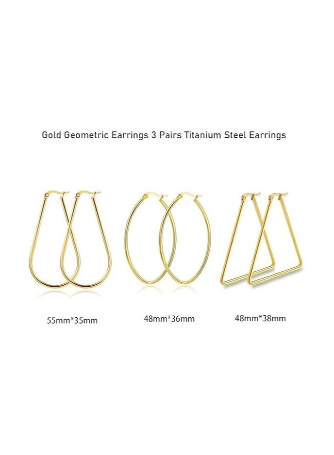 Fayrouz Jewellery Fayruz Jewelry Titanium Steel Geometric Gold Earrings for Men Women Hypoallergenic Huggie Hoop Earrings Set for Cartilage Piercing Suitable for All Occasions - Image 4