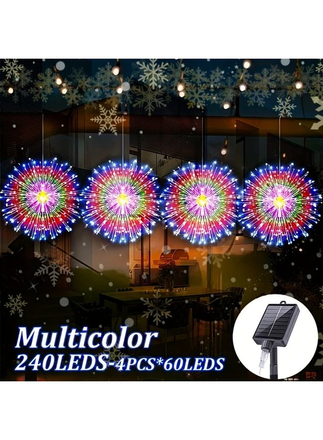 240 مصباح LED، 8 أوضاع، أضواء الألعاب النارية الشمسية الخارجية، مصابيح LED ملونة متقطعة، كرة انفجار نجمي، مستشعر ذكي، ديكور الحدائق والشرفات والأشجار - Image 1