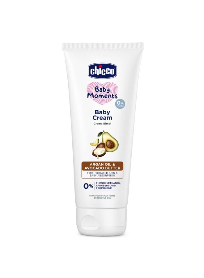 Chicco Baby Moments Baby Cream for Babies with Argan Oil & Avocado Butter, 50g| Natural Ingredients for Hydrated Skin | Dermatologically Tested | Phenoxyethanol, Parabens & Lauryl sulphates free - Image 1