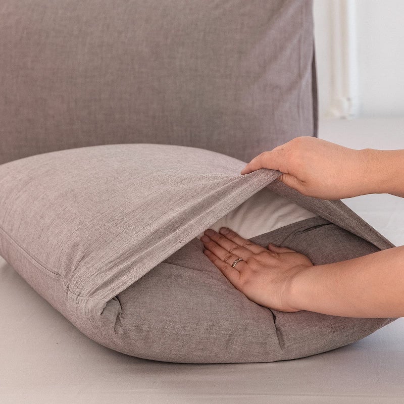 MooMee Bedding Pillowcases Pack of 2 100% Washed Cotton Linen Like Textured Breathable Durable Soft Comfy (Mauve Brown  King) - Image 4