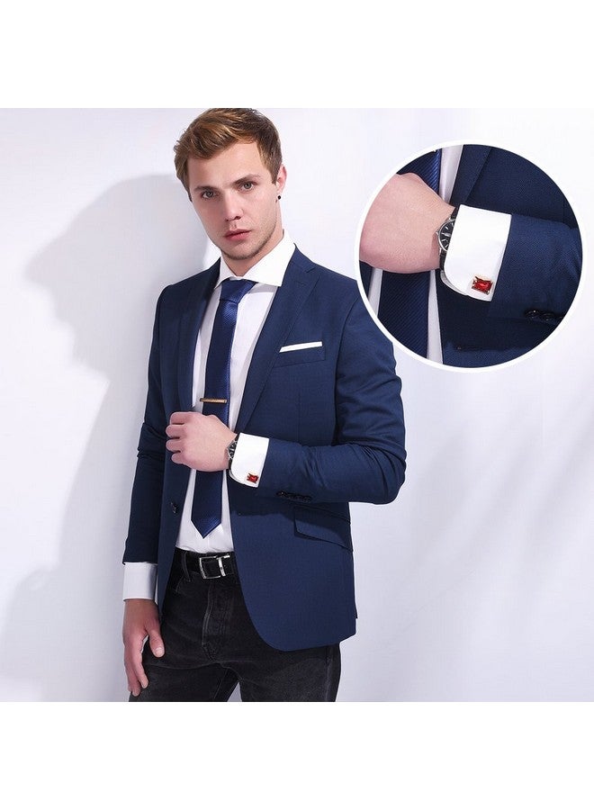 U7 Ruby Shiny Crystal Cufflinks Elegant Style Women Men Platinum Plated Fancy Stone Cuff Links - Image 2