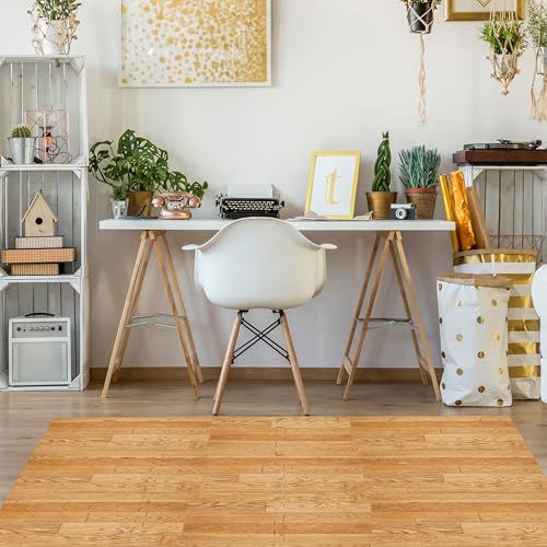 Sorbus Wood Grain Floor Mats Foam Interlocking Mats Each Tile 1 Square Foot 3/8-Inch Thick Flooring Wood Mat Tiles - Home Office Playroom Basement Trade Show (16 Tiles,16 Sq ft, Wood Grain - Pine) - Image 3