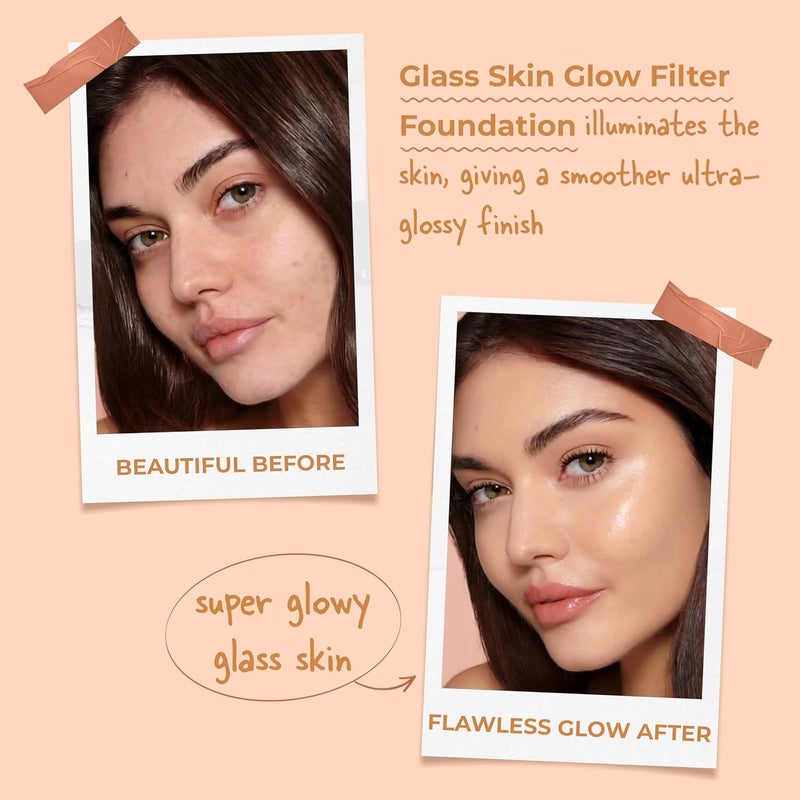 JUST GOLD Justgold Glas skin Glow Filter Ultra Luminous Finish Enriched with Vitamin E Milky 101 30 ML  - Image 3
