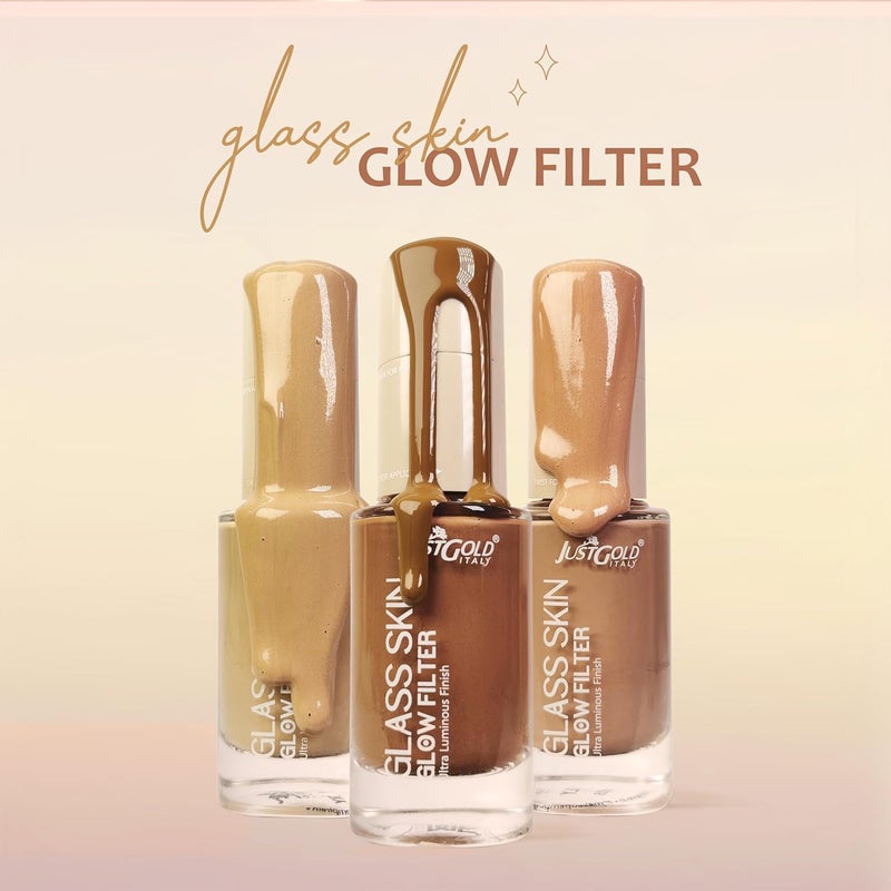 JUST GOLD Justgold Glas skin Glow Filter Ultra Luminous Finish Enriched with Vitamin E Milky 101 30 ML  - Image 5