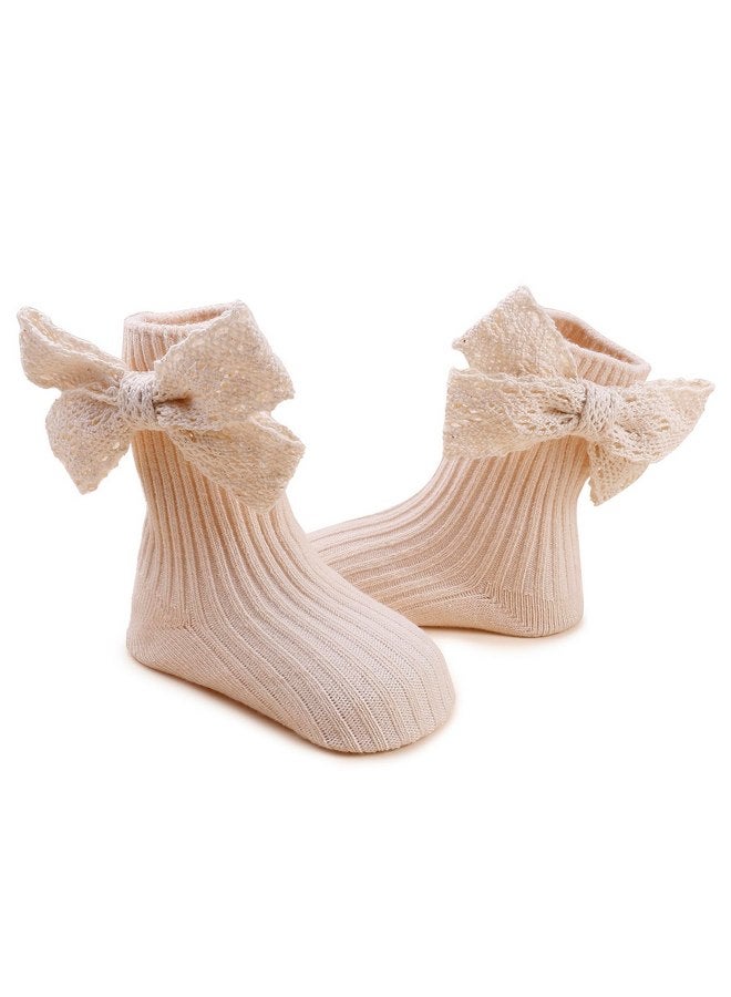 mligril mligril Baby Girls Headband & Socks Set, Cute Non Slip Cotton Socks with Flower Hair Bows Bowknot Style Baby Accessories Gifts for Newborn Infant Toddler - Image 4