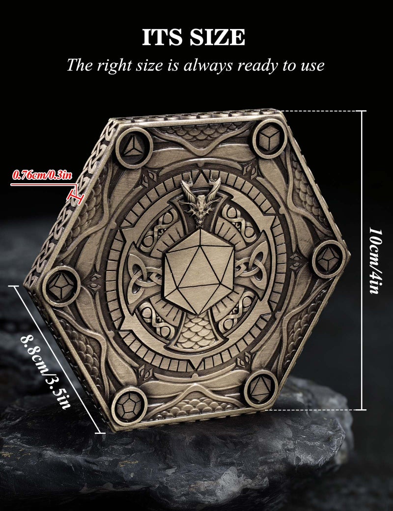 Banloga D&D Dice Set,7PCS Metal Dice for Dungeons and Dragons,Mini Dice Set with Pocket Watch Case,Role Playing Board Games Accessories (Dragon, Bronze-S) - Image 5